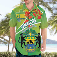 Personalized Gabon Independence Day Hawaiian Shirt Coat Of Arms With Map - Wonder Print Shop