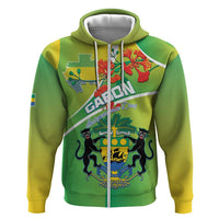 Personalized Gabon Independence Day Hoodie Coat Of Arms With Map - Wonder Print Shop