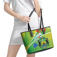 Gabon Independence Day Leather Tote Bag Coat Of Arms With Map - Wonder Print Shop