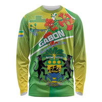 Personalized Gabon Independence Day Long Sleeve Shirt Coat Of Arms With Map - Wonder Print Shop
