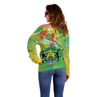 Personalized Gabon Independence Day Off Shoulder Sweater Coat Of Arms With Map - Wonder Print Shop