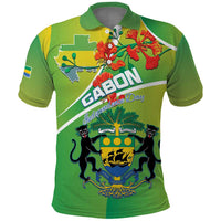 Personalized Gabon Independence Day Polo Shirt Coat Of Arms With Map - Wonder Print Shop