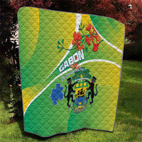 Gabon Independence Day Quilt Coat Of Arms With Map - Wonder Print Shop