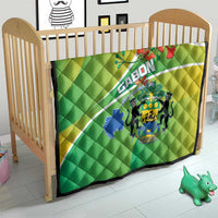 Gabon Independence Day Quilt Coat Of Arms With Map - Wonder Print Shop