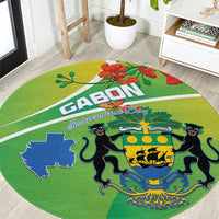 Gabon Independence Day Round Carpet Coat Of Arms With Map - Wonder Print Shop