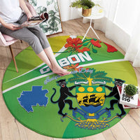 Gabon Independence Day Round Carpet Coat Of Arms With Map - Wonder Print Shop