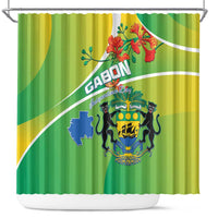 Gabon Independence Day Shower Curtain Coat Of Arms With Map - Wonder Print Shop
