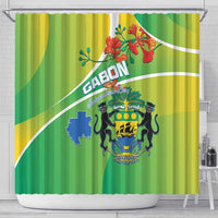 Gabon Independence Day Shower Curtain Coat Of Arms With Map - Wonder Print Shop