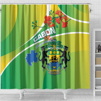Gabon Independence Day Shower Curtain Coat Of Arms With Map - Wonder Print Shop