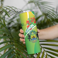 Personalized Gabon Independence Day Skinny Tumbler Coat Of Arms With Map - Wonder Print Shop