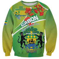 Personalized Gabon Independence Day Sweatshirt Coat Of Arms With Map - Wonder Print Shop