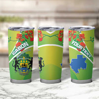 Personalized Gabon Independence Day Tumbler Cup Coat Of Arms With Map - Wonder Print Shop
