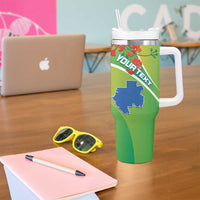 Personalized Gabon Independence Day Tumbler With Handle Coat Of Arms With Map - Wonder Print Shop