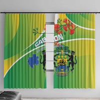 Gabon Independence Day Window Curtain Coat Of Arms With Map - Wonder Print Shop