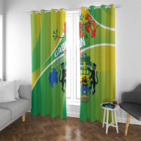 Gabon Independence Day Window Curtain Coat Of Arms With Map - Wonder Print Shop