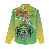 Personalized Gabon Independence Day Women Casual Shirt Coat Of Arms With Map - Wonder Print Shop
