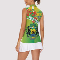 Personalized Gabon Independence Day Women Sleeveless Polo Shirt Coat Of Arms With Map - Wonder Print Shop