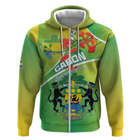 Personalized Gabon Independence Day Zip Hoodie Coat Of Arms With Map - Wonder Print Shop