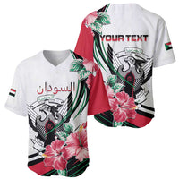 Personalized Sudan Baseball Jersey Sudanese Secretary Bird With Hibiscus - Wonder Print Shop