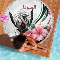 Sudan Beach Blanket Sudanese Secretary Bird With Hibiscus - Wonder Print Shop
