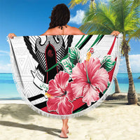 Sudan Beach Blanket Sudanese Secretary Bird With Hibiscus - Wonder Print Shop