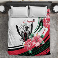 Sudan Bedding Set Sudanese Secretary Bird With Hibiscus - Wonder Print Shop