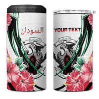 Personalized Sudan 4 in 1 Can Cooler Tumbler Sudanese Secretary Bird With Hibiscus - Wonder Print Shop