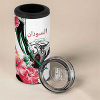 Personalized Sudan 4 in 1 Can Cooler Tumbler Sudanese Secretary Bird With Hibiscus - Wonder Print Shop