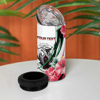 Personalized Sudan 4 in 1 Can Cooler Tumbler Sudanese Secretary Bird With Hibiscus - Wonder Print Shop