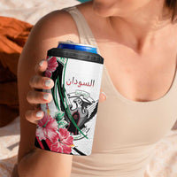 Personalized Sudan 4 in 1 Can Cooler Tumbler Sudanese Secretary Bird With Hibiscus - Wonder Print Shop
