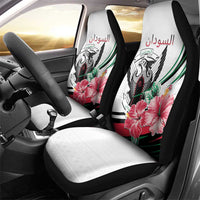 Sudan Car Seat Cover Sudanese Secretary Bird With Hibiscus - Wonder Print Shop