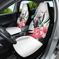 Sudan Car Seat Cover Sudanese Secretary Bird With Hibiscus - Wonder Print Shop