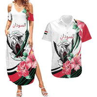 Personalized Sudan Couples Matching Summer Maxi Dress and Hawaiian Shirt Sudanese Secretary Bird With Hibiscus - Wonder Print Shop