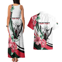 Personalized Sudan Couples Matching Tank Maxi Dress and Hawaiian Shirt Sudanese Secretary Bird With Hibiscus - Wonder Print Shop