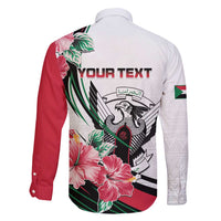 Personalized Sudan Family Matching Long Sleeve Bodycon Dress and Hawaiian Shirt Sudanese Secretary Bird With Hibiscus - Wonder Print Shop