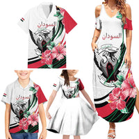Personalized Sudan Family Matching Summer Maxi Dress and Hawaiian Shirt Sudanese Secretary Bird With Hibiscus - Wonder Print Shop