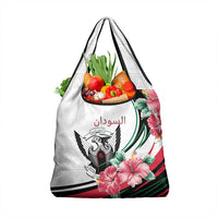Sudan Grocery Bag Sudanese Secretary Bird With Hibiscus - Wonder Print Shop