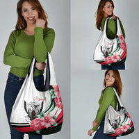 Sudan Grocery Bag Sudanese Secretary Bird With Hibiscus - Wonder Print Shop