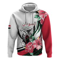 Personalized Sudan Hoodie Sudanese Secretary Bird With Hibiscus - Wonder Print Shop