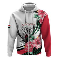 Personalized Sudan Hoodie Sudanese Secretary Bird With Hibiscus - Wonder Print Shop