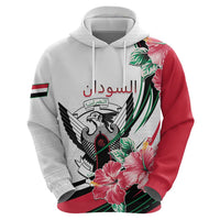 Personalized Sudan Hoodie Sudanese Secretary Bird With Hibiscus - Wonder Print Shop