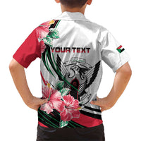 Personalized Sudan Kid Hawaiian Shirt Sudanese Secretary Bird With Hibiscus - Wonder Print Shop