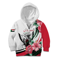 Personalized Sudan Kid Hoodie Sudanese Secretary Bird With Hibiscus - Wonder Print Shop