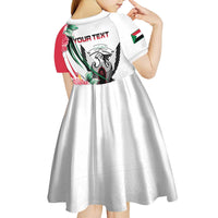 Personalized Sudan Kid Short Sleeve Dress Sudanese Secretary Bird With Hibiscus - Wonder Print Shop