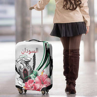 Sudan Luggage Cover Sudanese Secretary Bird With Hibiscus - Wonder Print Shop
