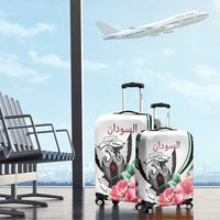 Sudan Luggage Cover Sudanese Secretary Bird With Hibiscus - Wonder Print Shop