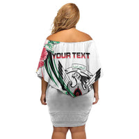 Personalized Sudan Off Shoulder Short Dress Sudanese Secretary Bird With Hibiscus - Wonder Print Shop