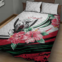 Sudan Quilt Bed Set Sudanese Secretary Bird With Hibiscus - Wonder Print Shop