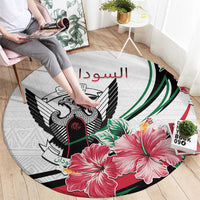Sudan Round Carpet Sudanese Secretary Bird With Hibiscus - Wonder Print Shop