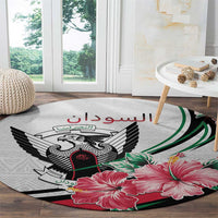 Sudan Round Carpet Sudanese Secretary Bird With Hibiscus - Wonder Print Shop